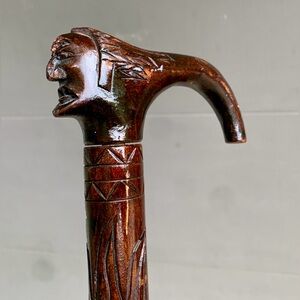 Early 20th Century Antique Hand Carved Native American Indian Folk Art Cane